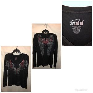 Sinful lot of 7 shirts 2 long sleeve size large